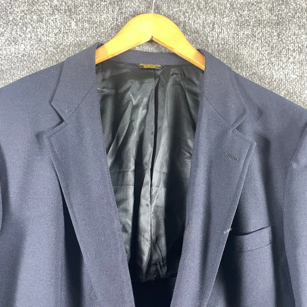 John Weitz Blazer Mens 52 L Blue Gold Crest Button Sport Coat Wedding Formal